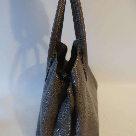 Womens Sundance Brown-Taupe Pebbled Leather Hobo Shoulder Satchel Handbag * - Picture 4 of 11